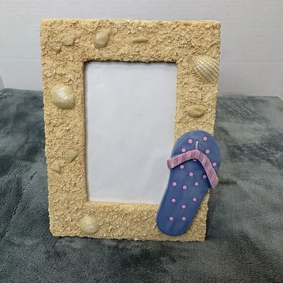 Decorative Flip Flop Ceramic Picture Frame Beach 4x6