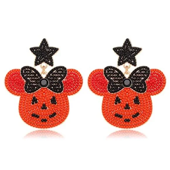 Pumpkin Mouse Halloween Fall Earrings