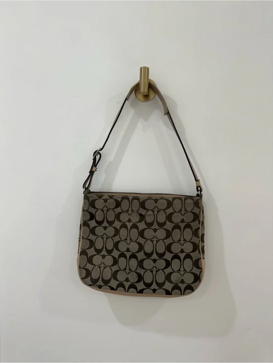 Coach Monogram Shoulder Bag in Brown and Tan