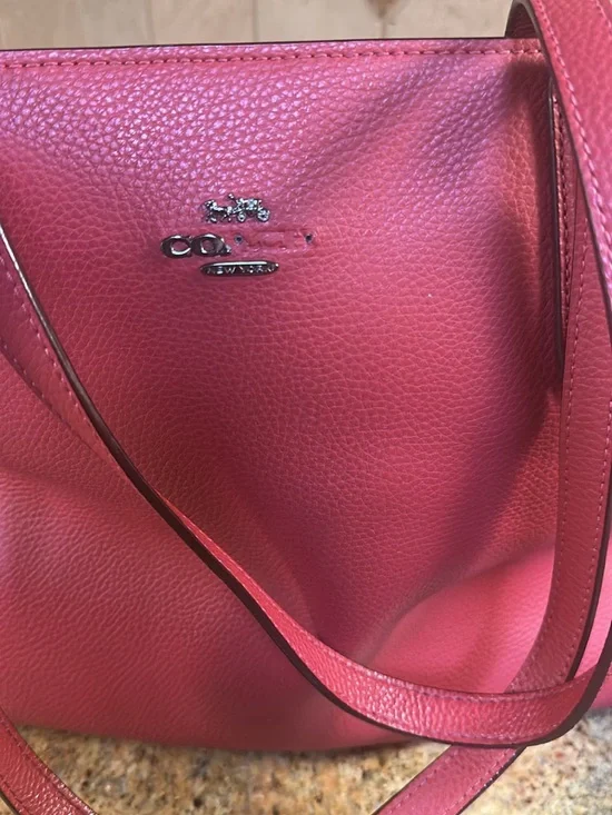 Coach Pink Pebbled Leather Shoulder Tote