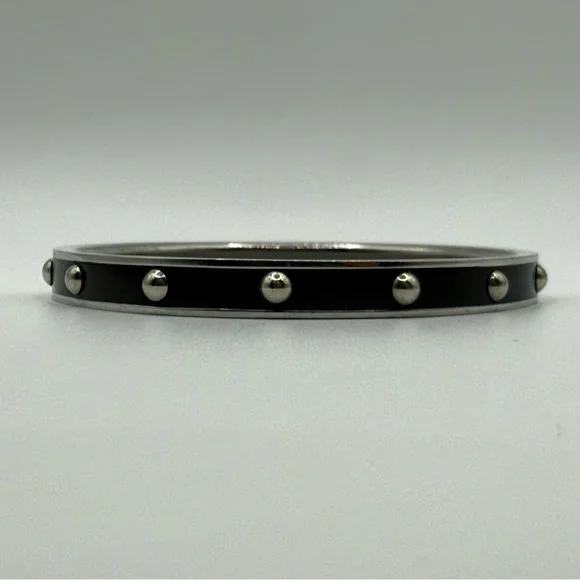 Coach Vintage Brown Enamel and Silver Tone Nailhead‎ Bangle Bracelet