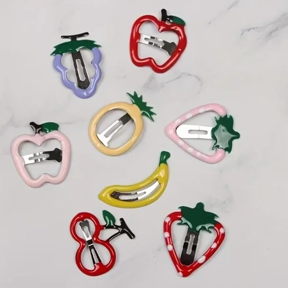 NEW Colorful Fruit Hair Clips Summer Set of 8 Baby or Girls