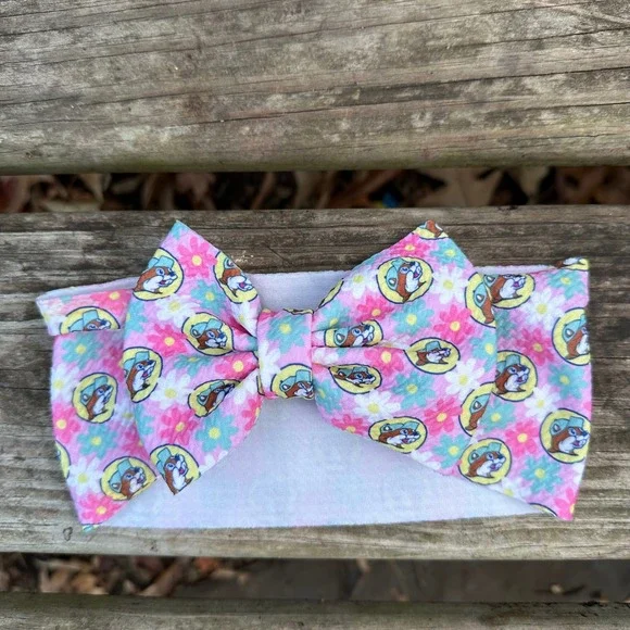 Buc-ee's Kids Bow Headband‎ Flower Print Bucee Beaver Character Cute Accessory