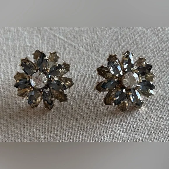 Stella & Dot Smoky Rhinestone Earrings EUC