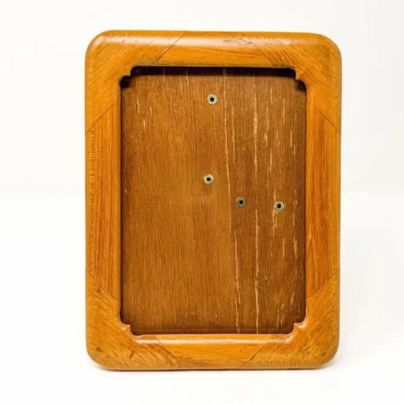 Vintage Teak Wood Picture Frame 5x7 Rounded Corners Mid Century Modern MCM