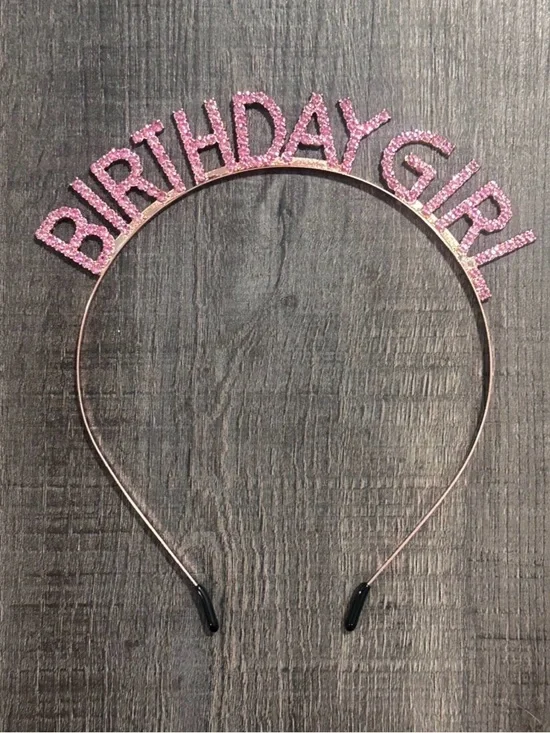 💞 New Birthday Girl Pink Rhinestone and Gold Party Headband
