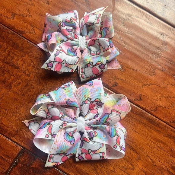 Unicorn HairBow Double Stack 5