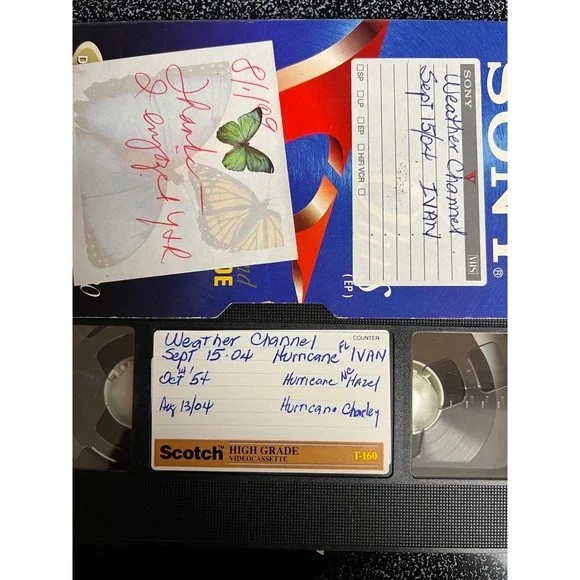 Sony Scotch VHS Tape Weather Channel Hurricane Ivan Charley Hazel 2004 Recorded