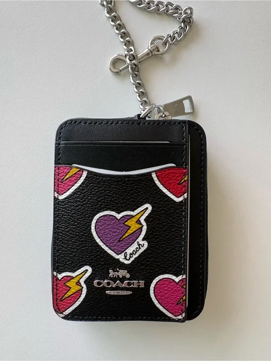 Coach Heart Zip Card Case - NWT