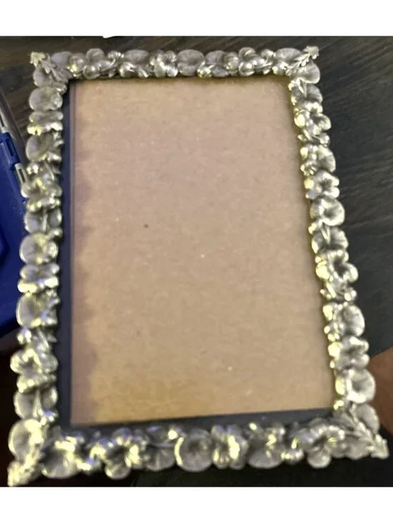 Flower and Lilypad Pewter Picture Frame 5 x 7