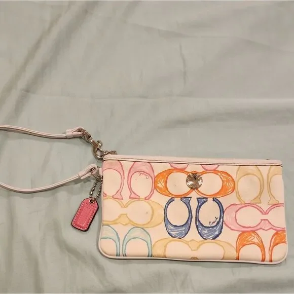 COACH Scribble Signature Pastel Cotton Wristlet