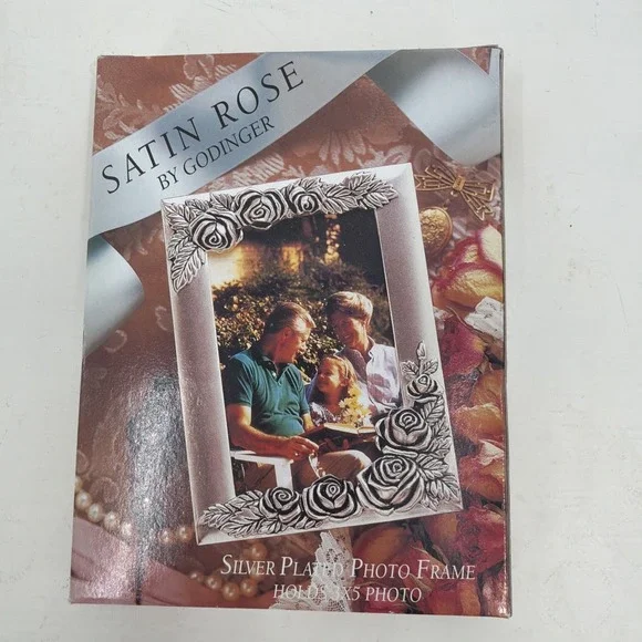 Satin Rose Godinger Silver Plated Photo Frame 3x5 Floral Rose New In Box