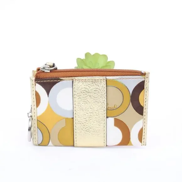 Coach Multicolor Pattern Zip Coin Wallet