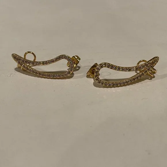 Beautiful gold zirconia crawler climber earrings
