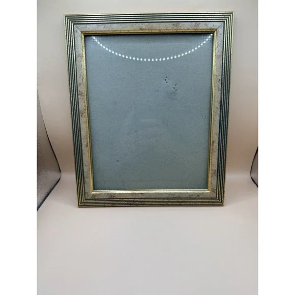 Vintage Distressed Picture Frame Gold Blue Marble Look Wall Tabletop Frame