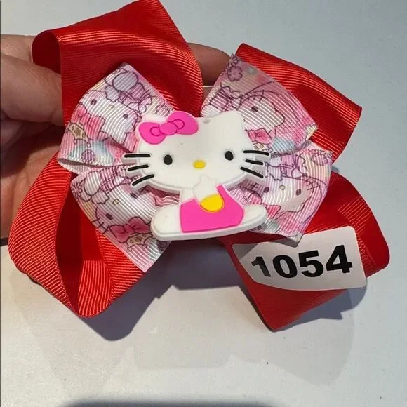 1054 Red Color Hello Kitty Hair Bow Alligator Clip