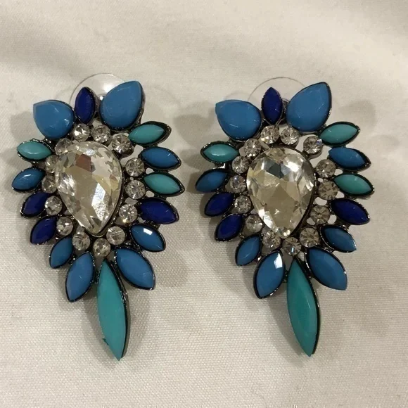 Post Top Blue Combo Stone Earrings