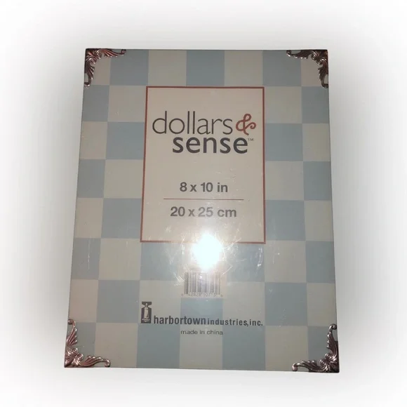 NEW Sealed 8x10 Glass Photo Frame | Silver-Toned Accents | Dollars & Sense