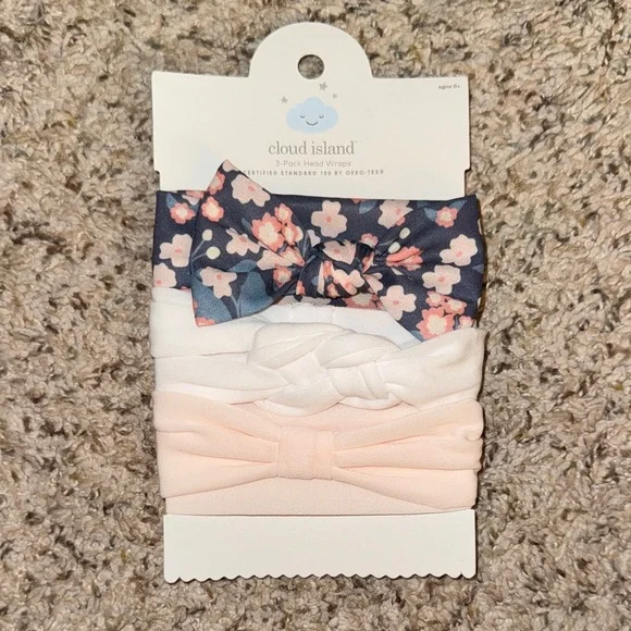 Cloud Island Floral and Solid Head Wraps - 3 Pack