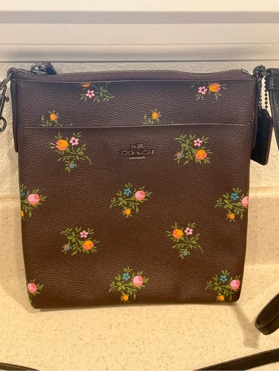 Coach Brown Floral-Print Crossbody Bag