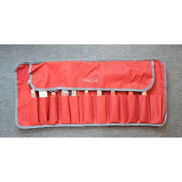 Wolfgang Puck 10 Pc Garnishing Kitchen Tool Set Roll Storage Bag READ DESCRIP.