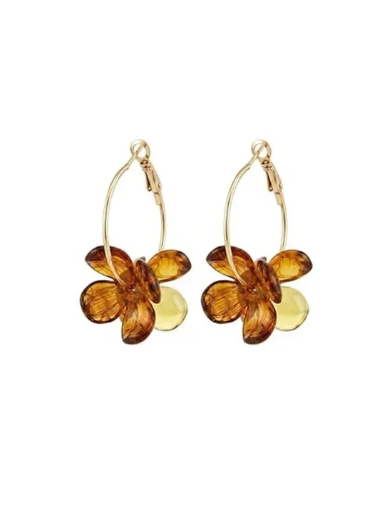 18K Gold Plated Floral Hoop Earrings