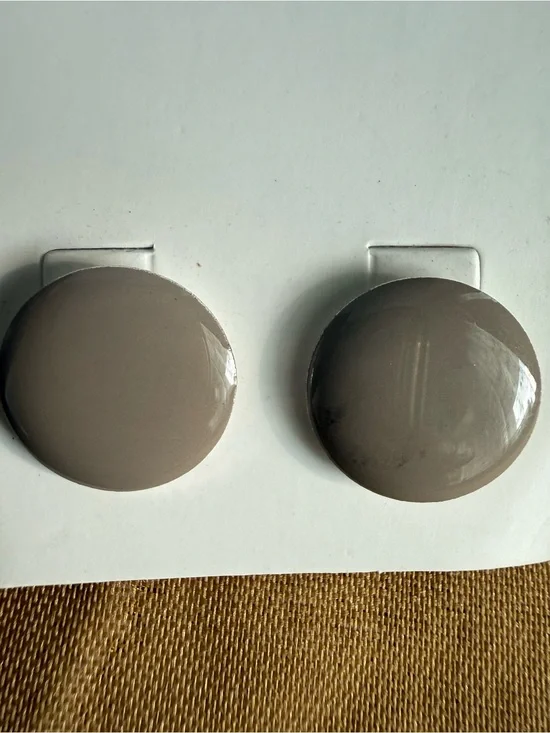 Classic Round Taupe Disc Earrings - Minimal Women’s Jewelry