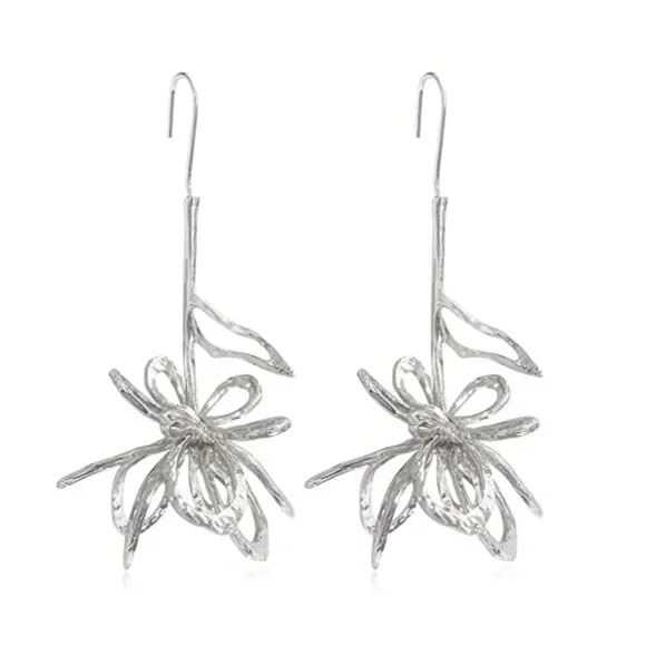 Anthropologie Silver Flowers Earrings