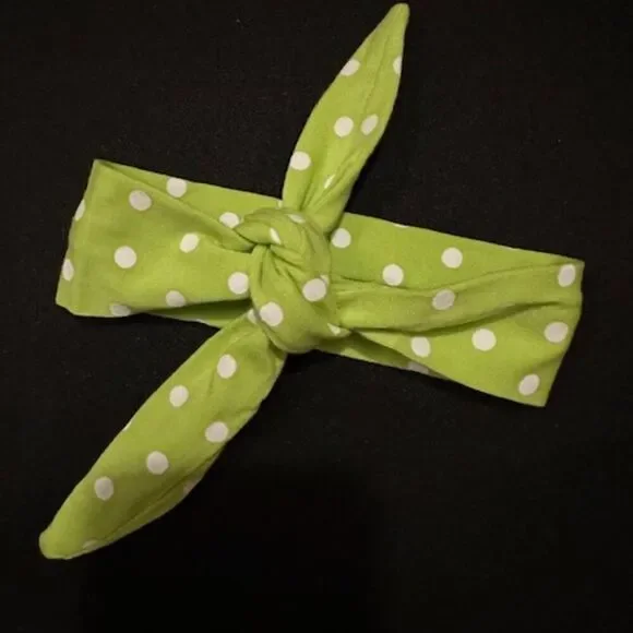 Lime Green & White Polka Dot Knot Headband  LGWPDKH  Handmade NWT Boutique