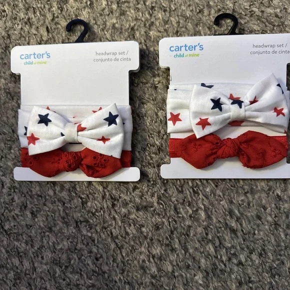 Lot Of 2 Packs Carters Baby Girl Headbands) Total 4 New