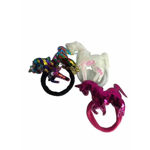 Girl’s Bundle Lot of 3 Sequined Unicorn Hair Ties