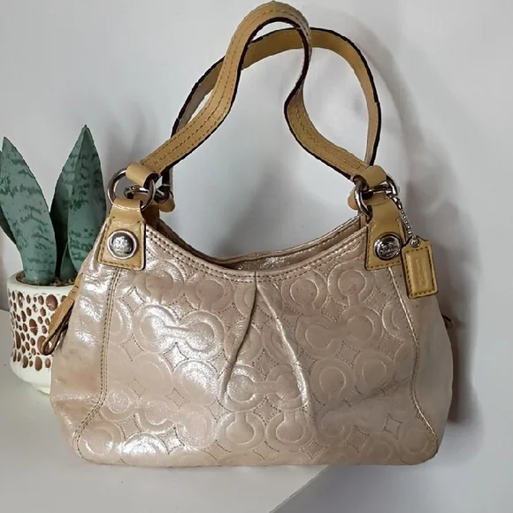 Coach Shimmering Beige Shoulder Bag Y2K 90s Hobo Mia