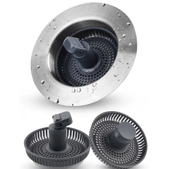 IfealClear‎ 3-in-1 Stainless Steel Kitchen Sink Drain Strainer Stopper Kits-NWT