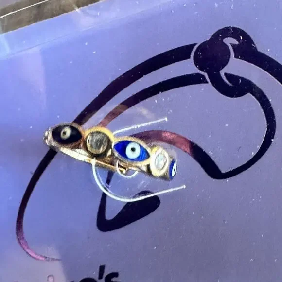 New Claire's Gold Tone Multi Evil Eye Dangle Hoop Earring for Conch Piercing 18G