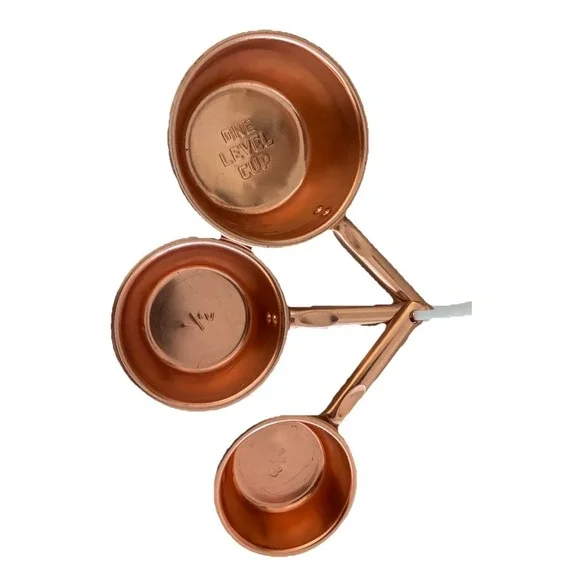 Vintage Copper Plated Measuring Cup Set Of 3 (1/3, 1/2, 1 cup)