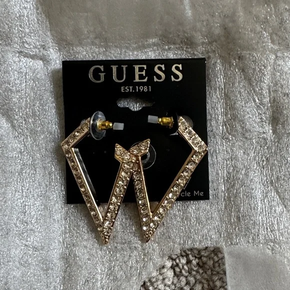 GUESS Gold-Tone Crystal V Earrings