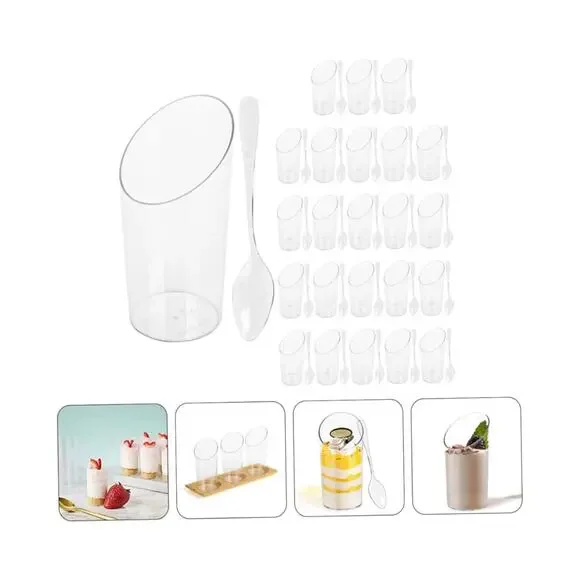 35 Pack Mousse Dessert Cups Elegant Tiramisu‎ Party Supplies Multi-use Cup Spoon