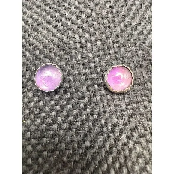 Purple Amethyst & Sterling Silver Stud Earrings, NEW, Handmade, Artisan