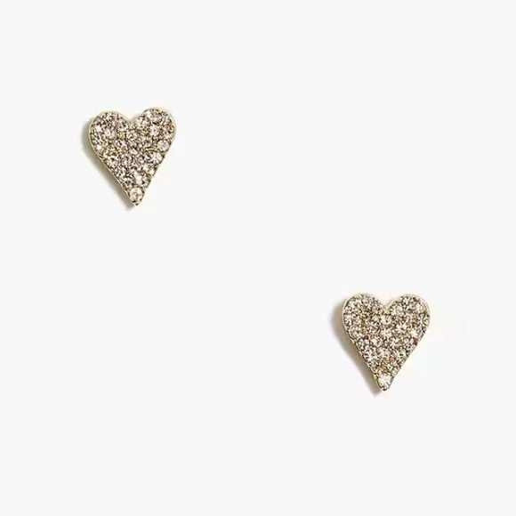 NWT J.Crew Pavé Crystal Heart Stud Earrings Valentine’s Day Pave J. Crew Factory
