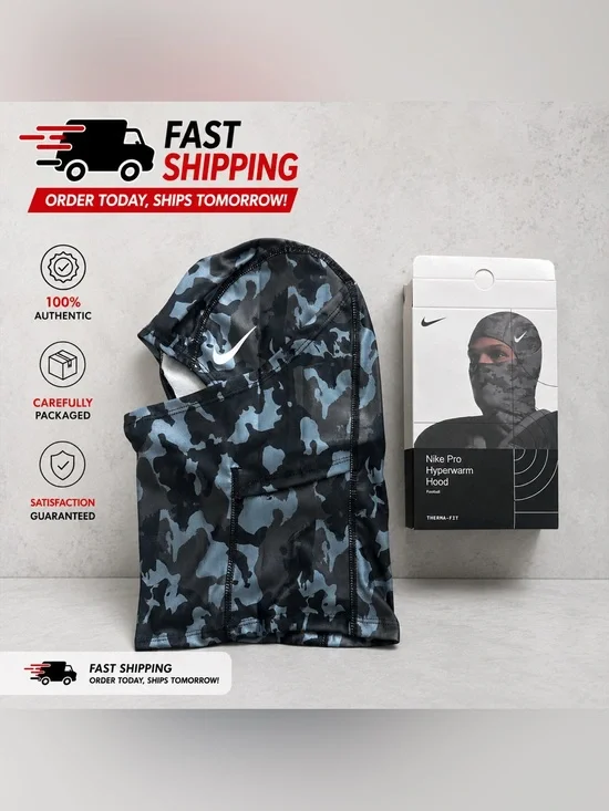 Nike Pro Hyperwarm Hood in Blue and Black Camo
