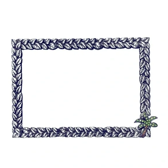 Elsa L Inc Silver Leaf & Palm Tree Picture Frame
