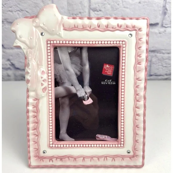 Russ‎ Berrie Time to Dance Photo Picture Frame Ballet Pointe Bow 4x6 Recital Vtg