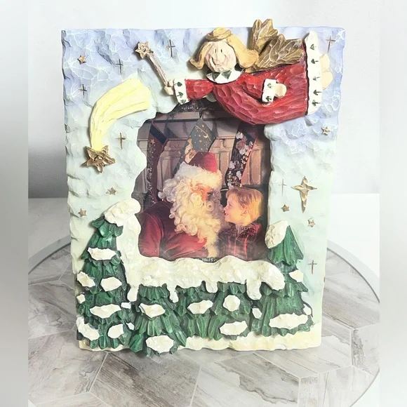Vintage FIGI Flying Angel Christmas Photo Frame 4x6 Hand Painted 2000