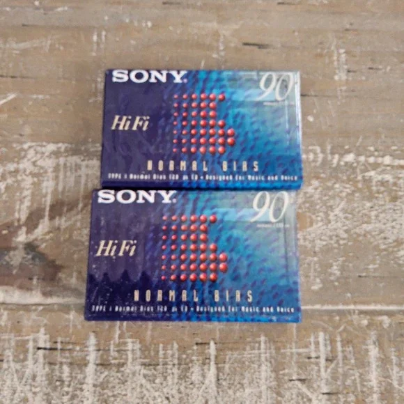 Sony HiFi 90 Normal Bias Type I Blank Cassette Tapes Lot of 2 Sealed VTG