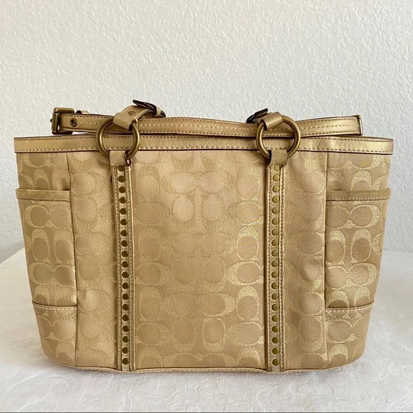 Vintage Coach Gold Signature logo Tote Bag