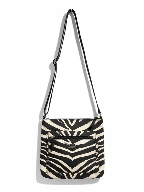 Coach Black and Cream Zebra-Pattern Crossbody Bag