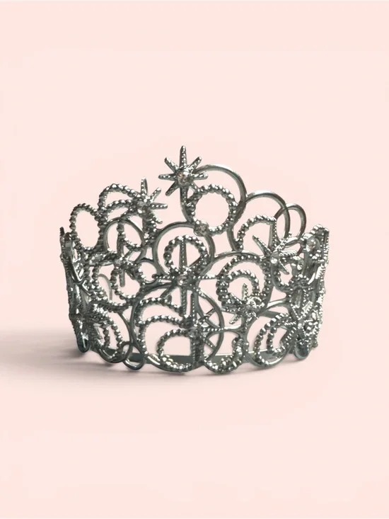 Wicked Glinda Galinda Rhinestone Starburst Silver Tiara Costume or Bridal Crown