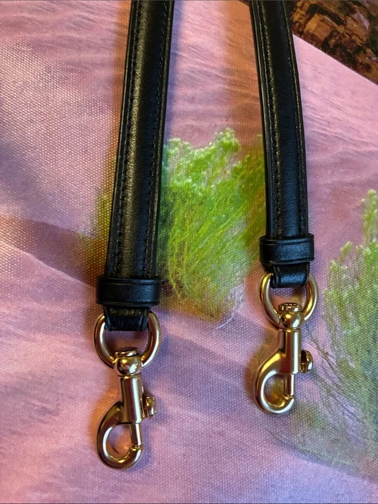 Coach Black Smooth Leather Strap with Gold Hardware.