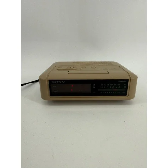 Sony Dream Machine Clock Radio ICF-C240 Tan Vintage AM/FM Red LED Alarm