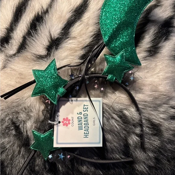 Green Star and Moon Headband Set